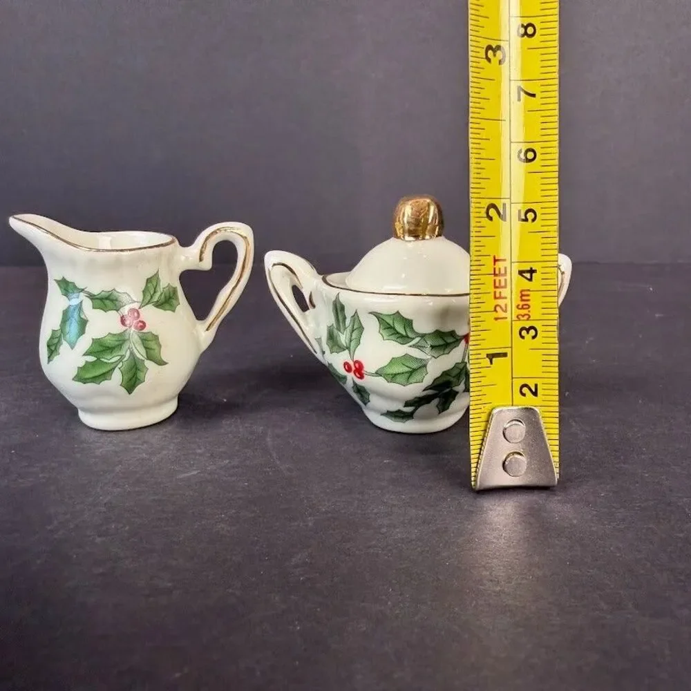 Vintage Formalities by Baum Bros. Miniature Christmas Holly Berries Tea Set